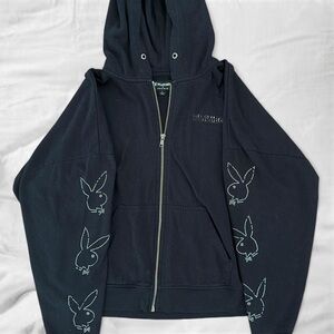 PLAYBOY Black Hoodie Jacket Casual Sweatshirt